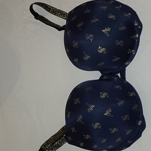 Victoria's Secret t-shirt push up full coverage navy and gold bra